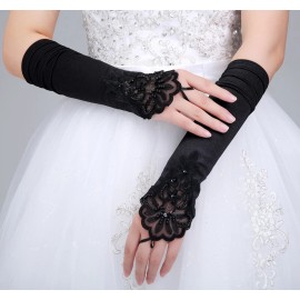 Unbranded Fingerless Long Gloves Elbow Length Satin Gloves Opera Evening Party for Women - Red