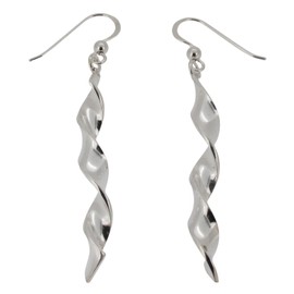 Touch Jewellery 925 Sterling Silver Spiral Twist Drop Earrings