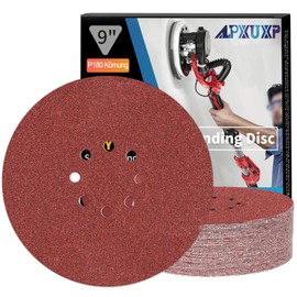 ALPXUXP Sandpaper 225 mm Velcro 180 Grit 8-Hole Sanding Disc for Drywall Sanders Sanding Giraffe Round Sandpaper Pack of 25