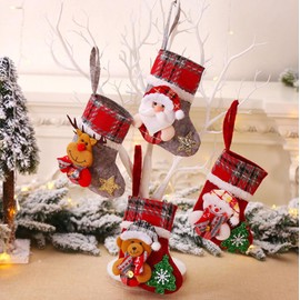 ViLiyDuo Christmas Stocking Set Santa Stocking Socks Christmas Stocking Gift Bag Christmas Tree Socks Santa Socks for Christmas Party Decorating (B)