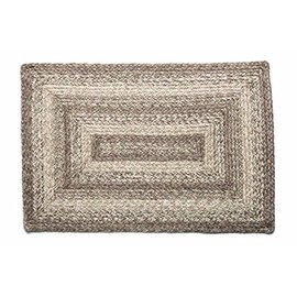 IHF Home Decor Braided Area Rug | Ashwood Design | Rectangle Farmhouse Flooring Carpet | Grey, Tan Hand Woven Jute Natural Fiber Doormat - 22" x 72"