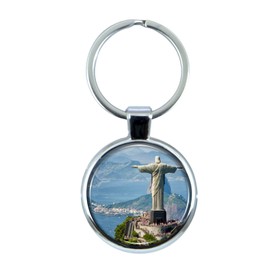 VILLA CRAFT Rio de Janeiro Keychain with Epoxy Dome and Metal Keyring