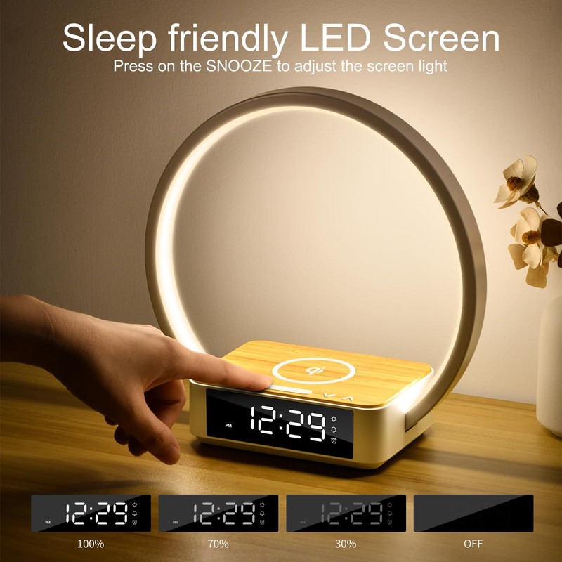 Morwealth LED Bedside Lamp Touch Dimmable with Charging Function, 10