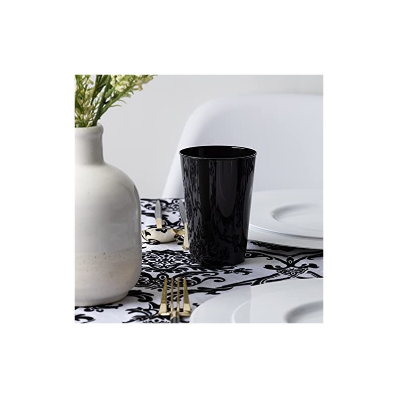 PLASTICPRO Disposable 12 oz Black Plastic Tumblers for Party's &