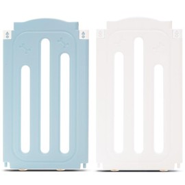 Aoole Dog Playpen, Foldable Puppy Play Pen for Indoors, 25.5" H 2-Panel Adjustable Shape Dog Fence Panels, Non-Slip & Secure Pet Gate,Easy Assemble/Storing(Blue,White)