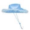 Women Western Retro Feather Wide Brim Felt Cowboy Hat for