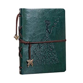 GSHOPVV Retro Butterfly Girl Photo Album DIY Photo Album 30 Sheets Leather Photo Album with Self Adhesive Stickers Wedding Guest Book for Valentine's Day - Green