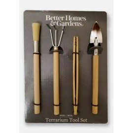 Better Homes & Gardens Terrarium Tool Set Wood Metal Rake Shovel Brush Tweezers