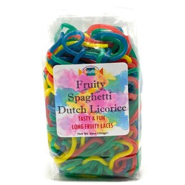 Dutch Licorice Favoritves Collection - Total wt. 32(Oz), Include: 1 pck of Dutch Fruity Spaghetti Licorice, 1 pck of Griotten Dutch Licorice Cube, 1 pck of Licorice Chalk,