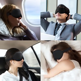 SEVERNO 3D Schlafmaske mit Memory Foam – Lichtundurchlässige Augenmaske für Damen & Herren, Schlafbrille mit verstellbarem Band, ideal für Reisen, Flugzeug & Zuhause