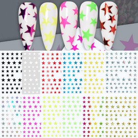12 Colors Stars Nail Stickers for Women Girls Kids Self Adhesive 5-Pointed Star Nail Decals for Natural Fingernails and Acrylic Nails Star Nail Decor for Nail Art Design DIY Nail Decoration