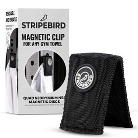 Stripebird - Magnetic Clip for Any Workout Towel (Black) - Highest Strength Magnet for Gym Towel - Removable from Towels - Magnetic Fitness Towels for Men