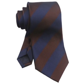 Men's Preppy Stripe Ties Modern Menswear Elegant Luxury Unique Slim Neckties in Navy and Chocolate Brown