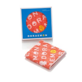 Towel Museum 21-2570100 Mirai Doraemon Logo Towel Handkerchief, Orange, Approx. 9.8 x 9.8 inches (25 x 25 cm)