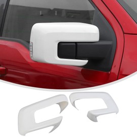 Linskip Side Door Mirror Cover Driver and Passenger Side Rearview Mirror Decoration Bezel Cap Fit for Ford F150 2021 - present (white)
