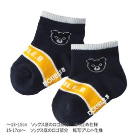 Miki House 64-9627-497 Double Bee Low Cut Socks Pack Socks, Set of 3, Boys, Girls, Baby, Kids, Children's Clothes, Kindergarten Commuting to School, Black