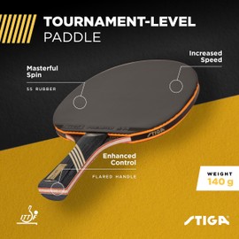 STIGA Bullet Ping Pong Paddle – 5-ply Extra Light Blade – 2mm Premium Sponge – Flared Handle for Masterful Grip – Performance Table Tennis Racket for Competitive Play