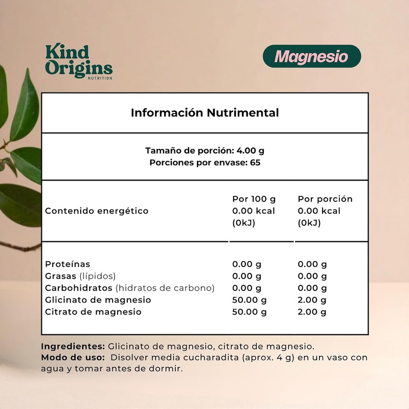 Citrato y Glicinato de Magnesio en Polvo Kind Mag Blend