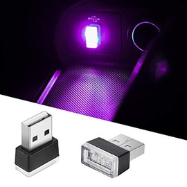OSIRCAI 2 Luces de Ambiente LED USB Mini Accesorios de Interior de Coche, lámpara Ambiental Universal (Morado)