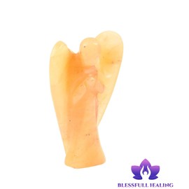 Blessfull Healing Natural Yellow Aventurine Stone Reiki Carved Spiritual Gemstone Guardian Pocket Angel 2 inches Approx