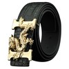 ALAKA mens Dragon Buckle Alligator Pattern Leather Belt, Black, Length
