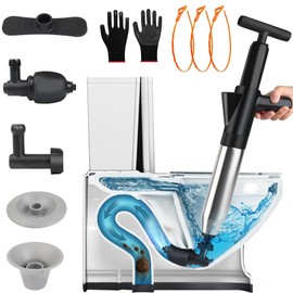 High Pressure Toilet Plunger, Toilet Plungers for Unblocking, Toilet Unblocker Tools with Visual Barometer, Toilet Unclogger Air Plungers Drain Clog Remover for Bathroom, Sink, Kitchen, Clogged Pipe