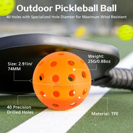 PIKESOUL Pikleball Balls, 12 Pack of 40 Hole Outdoor Pickleball Balls, High Bounce and Visibility, Durable and Balanced Pickleball Balls for All Pickleball Paddles & All Skill Levels - Orange