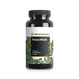 natural elements Focus Mode C Konzentrations Tabletten in Kapselform C koffeinfrei, mit Brahmi, Ginseng & Gingko C vegan, ohne unn?tige Zus?tze C in Deutschland produziert & laborgeprft