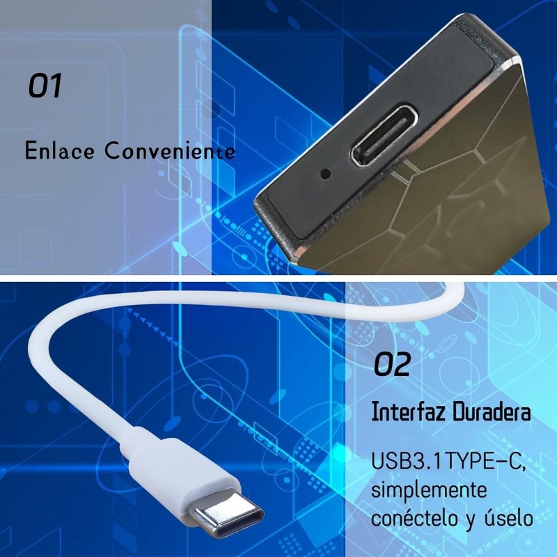 HITHOTMMA Disco Duro Externo, 2TB SSD Portátil, Carcasa de Disco
