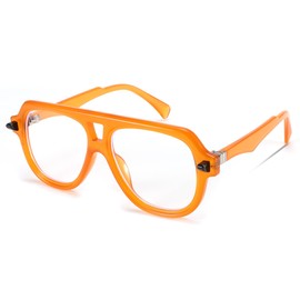 FEISEDY Retro 70s Blue Light Filter Glasses Oversized Blue Light Glasses PC Gaming Computer Glasses for Women Men B0039, orange