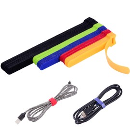 Ataduras de Cables Reutilizables,60 Pcs Sujetacables de Colores Bridas para Cables con Gancho y Bucle,Organizador Cables Ties de Correas Para la organización de cables en hogares,oficinas,etc.(3 Tallas&5 Colores)