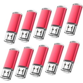 KOOTION 10pcs USB Flash Memory 4G USB 2.0 USB Flash Memory Cap with Strap Hole Flash Drive (Red)
