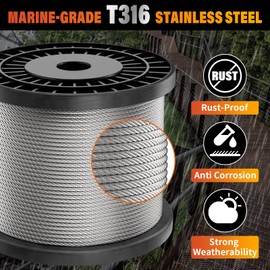 CELYND Stainless Steel Cable for Railing - 300FT 1/8" T316 Wire Rope Cable for Deck Railings System Kit with Cutter