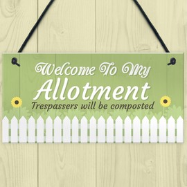 RED OCEAN Welcome To My Allotment Garden Sign Outdoor Shed Wall Door Plaque Gift Dad Grandad Grandma