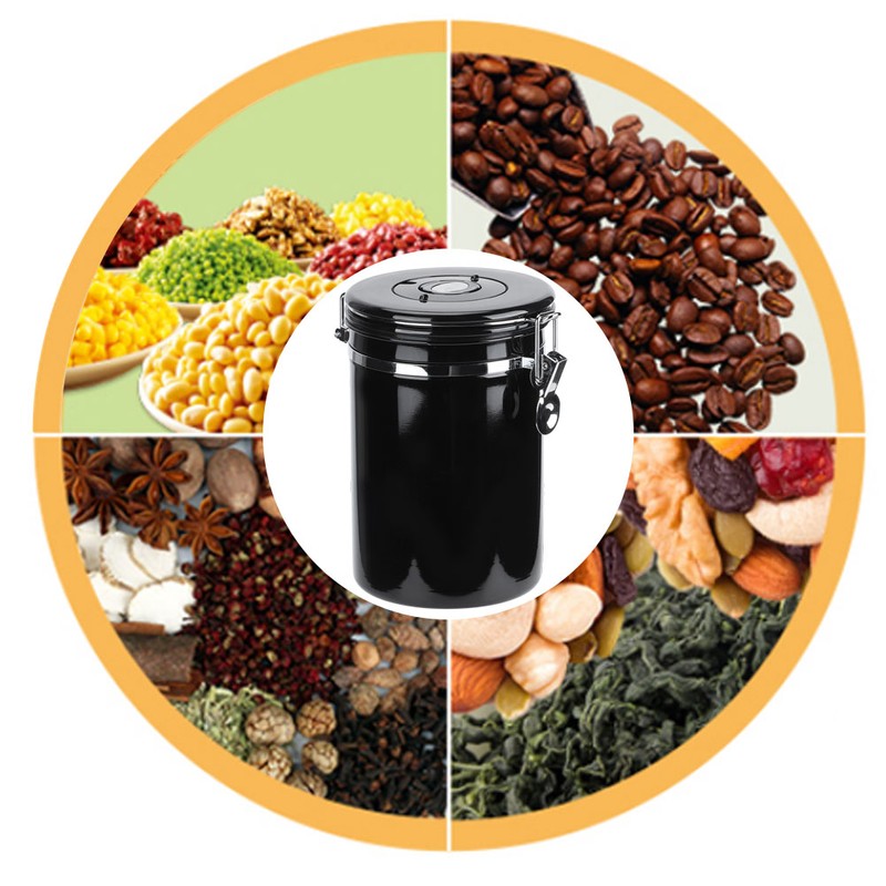 Stainless Steel Sealed Canister Coffee Bean Flour Sugar Container Holder