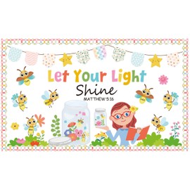 Christian Bulletin Board Sets, Religious Let Your Light Shine Bulletin Board Sets, Back to School Christian Decor for Sunday School or Homeschool Classroom