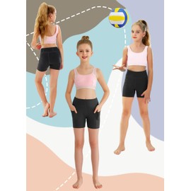 MIVEI - Pantalones cortos de licra para voleibol de 4 pulgadas, 5 pulgadas, para niños, motociclista, danza, yoga, atletismo, entrenamiento, gimnasia, pantalones cortos de compresión, 2-negro (4