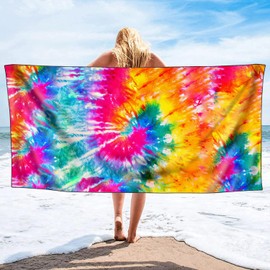 YISUMEI Tie-Dye Beach Towels for Adults Extra Large 180x90cm, Microfibre Quick Dry Towel for Travel Swimming Camping Sports