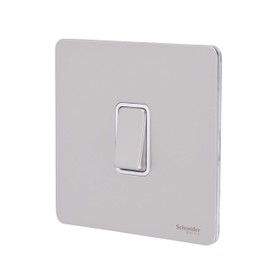 Schneider Electric Ultimate Screwless Flat Plate - Single Light Switch Double Pole, 20AX, GU2410WPN, Pearl Nickel with White Insert
