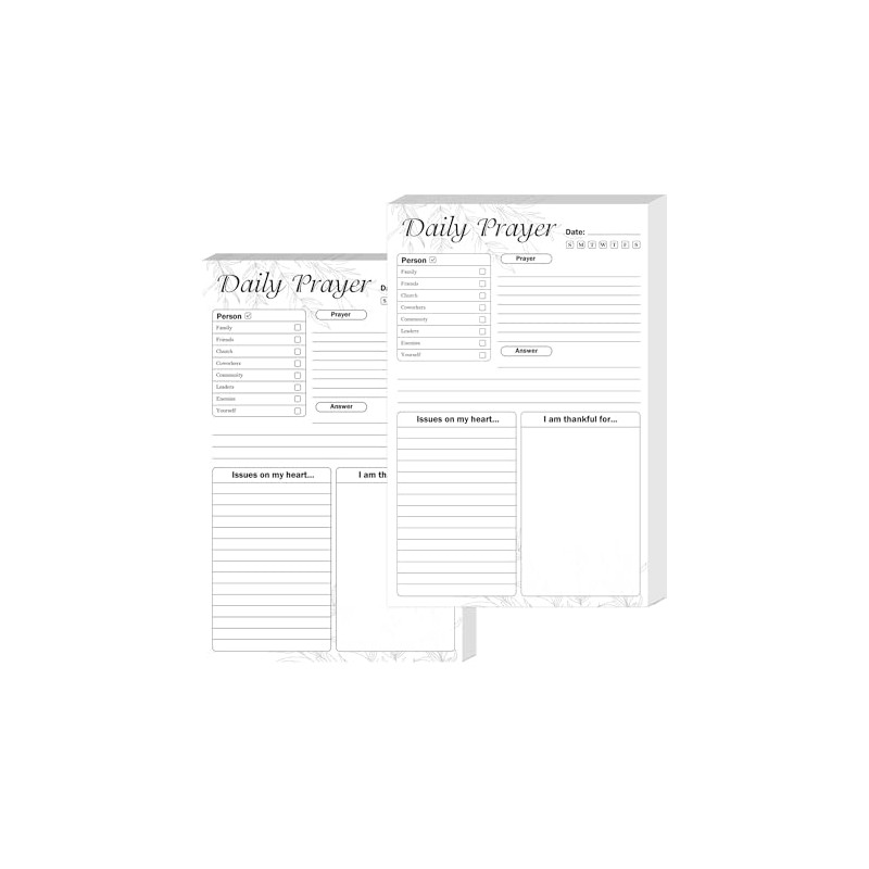 100 Sheet Daily Prayer Notepad Religion Study Worksheet Bible Journal