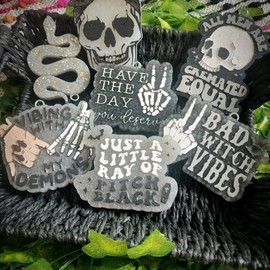 Bad Witch Skull Snake Vibes Freshies for Spooky Season, Goth Style - Color: deserve, scents: sugar cookie