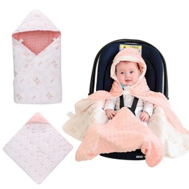 LAT Winter Baby Car Seat Blanket, Baby Swaddling Blanket for Baby Seat, 100% Cotton 90 x 90 cm, Universal Blanket Wrap Cosy Toes for Car Seat Pushchair Pram Buggy (Rabbit)