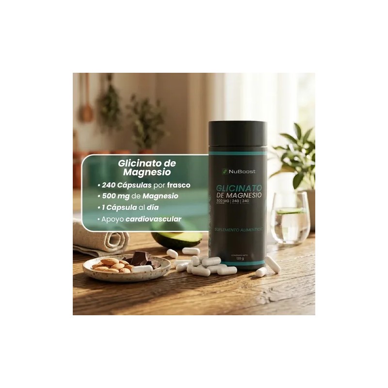 Glicinato De Magnesio Nuboost 500 Mg 30 Cápsulas