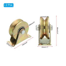 PATIKIL 3" V-Groove Wheel, 2 Pcs V-Type Sliding Gate Casters V Groove Pulley for Driveway Gate Industrial Machines V Track Rail, Loading Capacity 661 Lbs