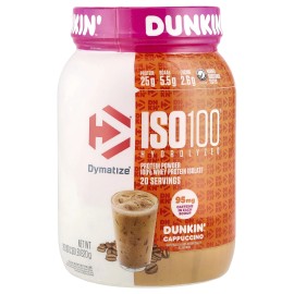 ISO100® hidrolizado, aislado de proteína de suero 100 %, Dunkin’™ Cappuccino, 21,8 oz (610
