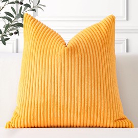 Artscope A Corduroy Cushion Cover Decorative Cushion Cover Sofa Cushion 45 x 45 cm Cord Cushion Cover Couch Cushion Decorative Soft Cushion for Sofa Living Room Home Bedroom Yellow