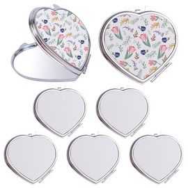 Framendino, 6 Pack Sublimation Pocket Mirror Blank Heart Shape Double Sided Folding Makeup Mirrors for Women