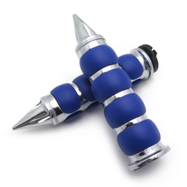 XKMT-Billet Rubber 1" 25mm Handlebar Grips Compatible With Harley XL Sportster 883 1200 Chrome Blue [B01N53MDVW]