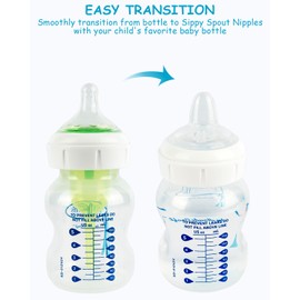 Sippy Nipple for Dr. Brown's Wide-Neck Baby Bottles & Sippy Spout Bottles, Soft 100% Silicone Baby Bottle Sippy Straw Nipple, 6m+,Variable Flow, 4 Count
