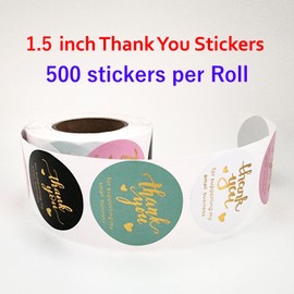 500pcs 1.5 inch Thank You Stickers, Thank You for Supporting My Small Business Waterproof Self-Adhesive Stickers (Classic 01)